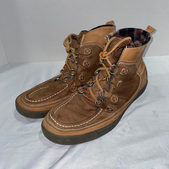 True Religion Other - True Religion Mens Leather Moc Toe Boots Brown Plaid Lined TR220104-F03 Size 11